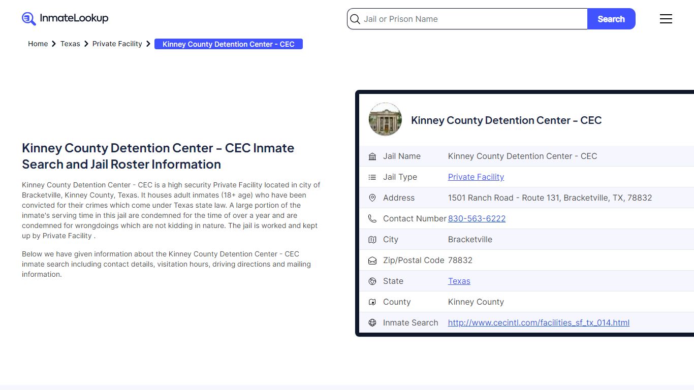 Kinney County Detention Center - CEC Inmate Search, Jail Roster ...